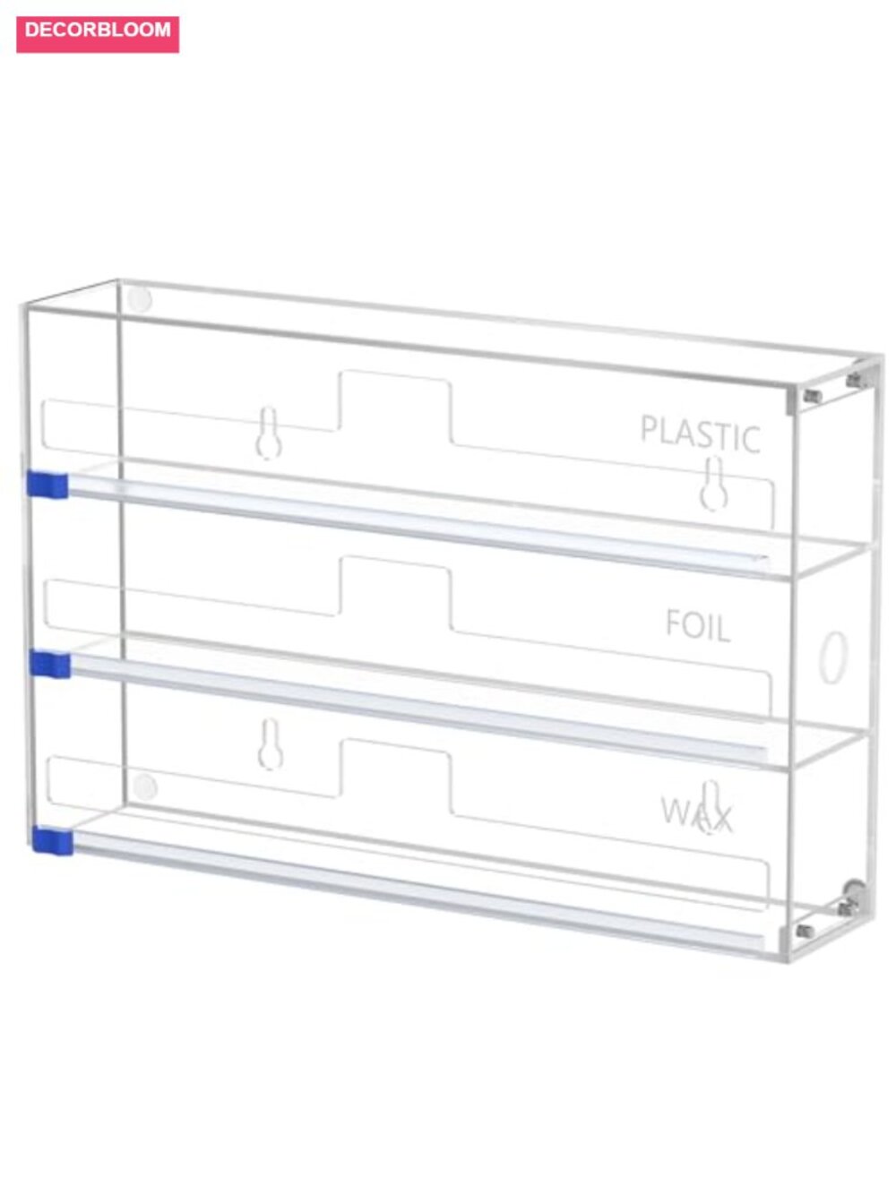 Acrylic Foil Plastic Wrap Organizer with Cutter 3-in-1 Kitchen Storage